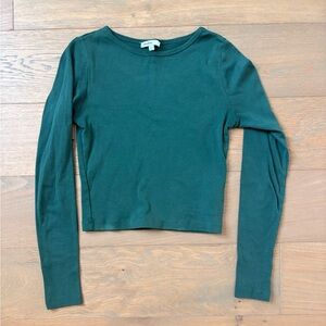 Green Crop Fitted Long Sleeve Tee